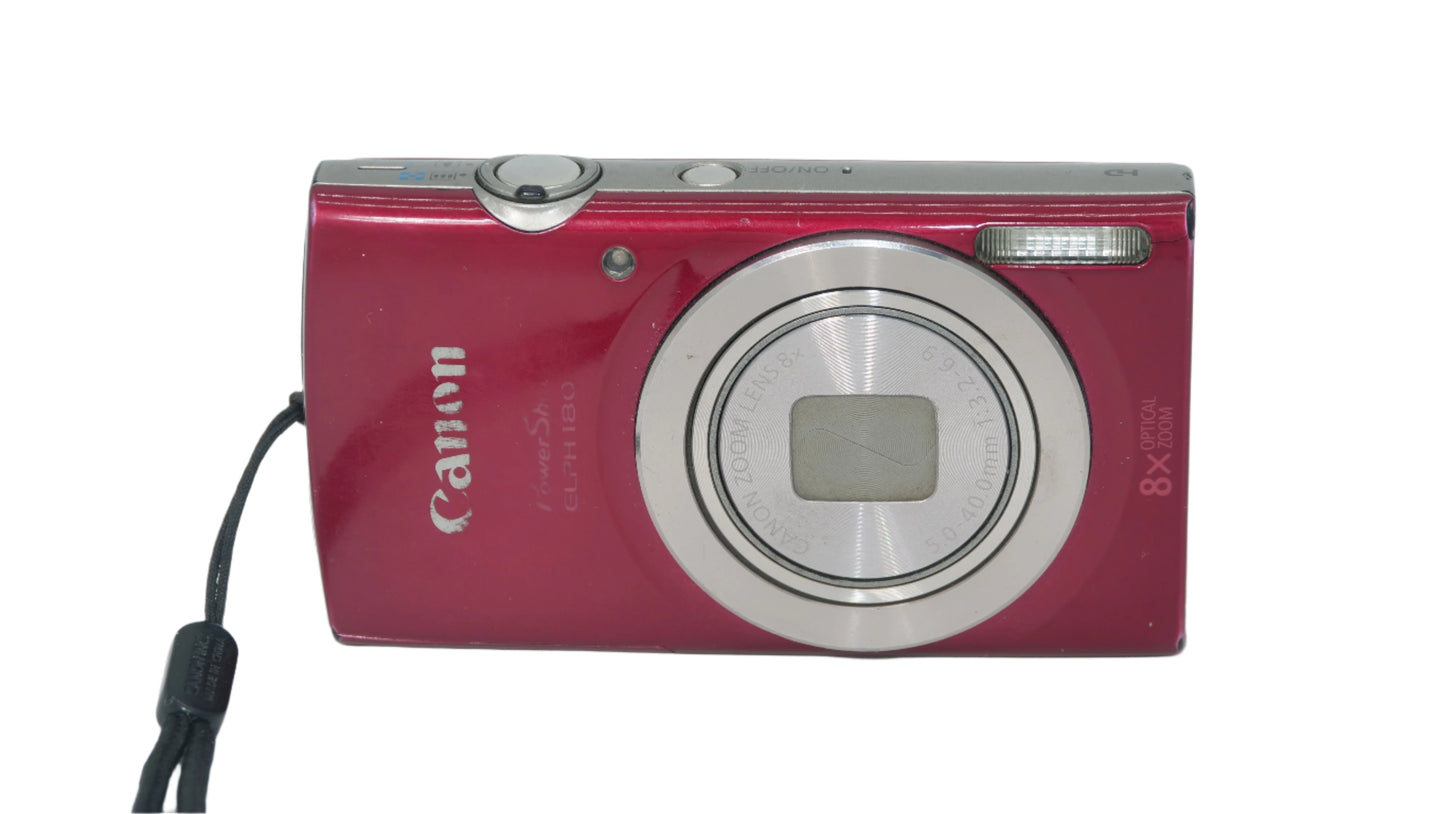 Canon PowerShot Elph 180 IS RED 20.0MP Y2K Digicam Camera