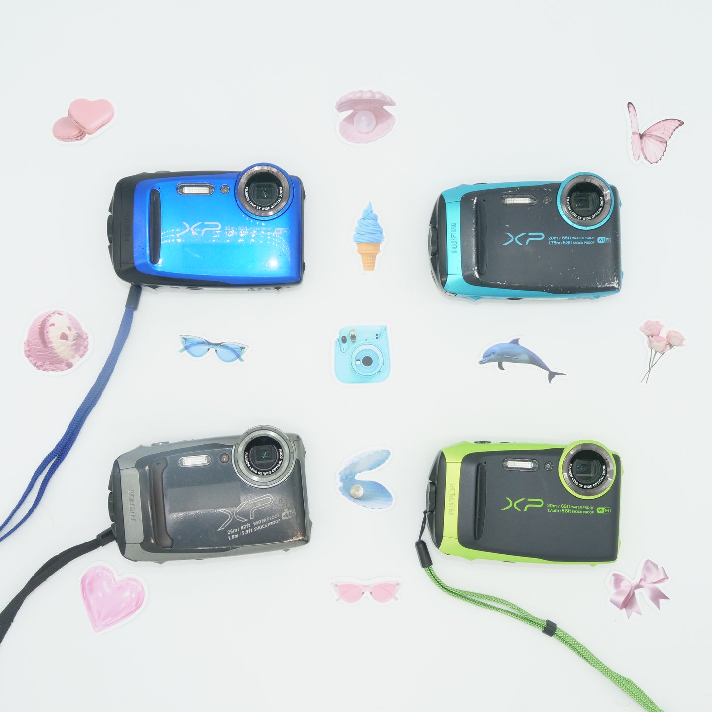 Waterproof Y2K Digicams for Beach (Blue, Green, Silver) | Fujifilm XP140, XP120