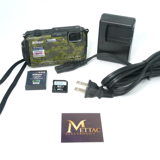 Nikon Coolpix AW110 16MP Y2K Digicam Waterproof (Camo)